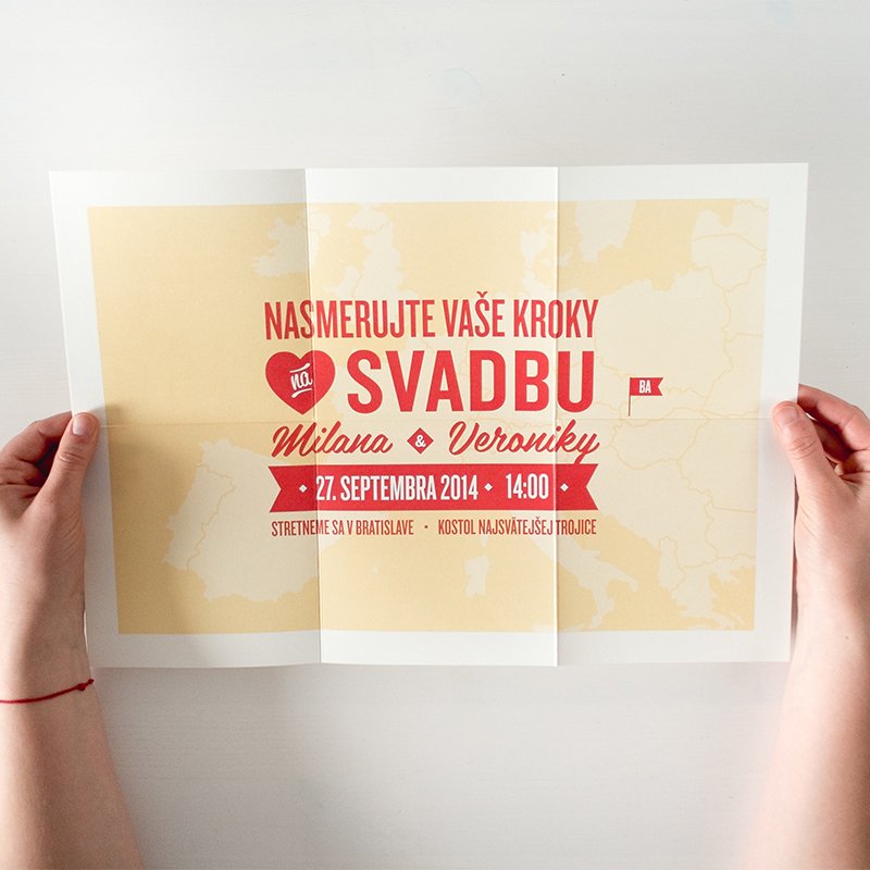 Svadobné oznámenia „Prstom na mape“