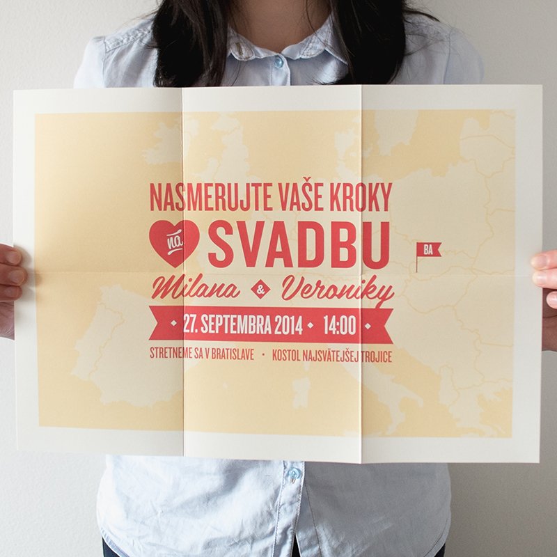 Svadobné oznámenia „Prstom na mape“