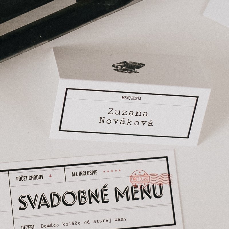 Svadobné menovky na stôl „Telegram“