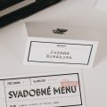 Svadobné menovky na stôl „Telegram“