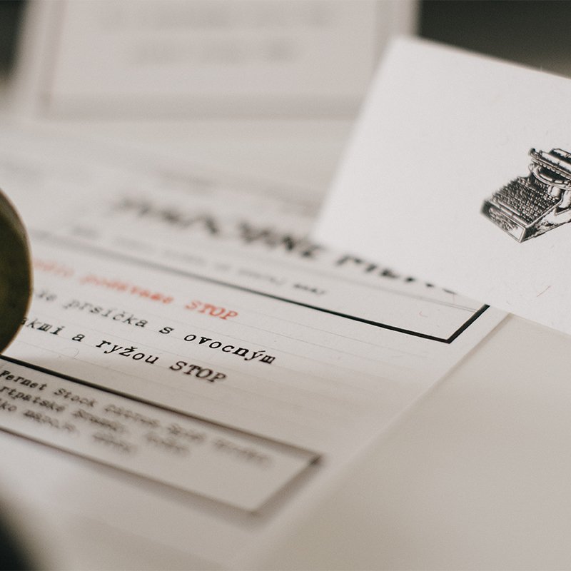 Svadobný jedálny lístok „Telegram“